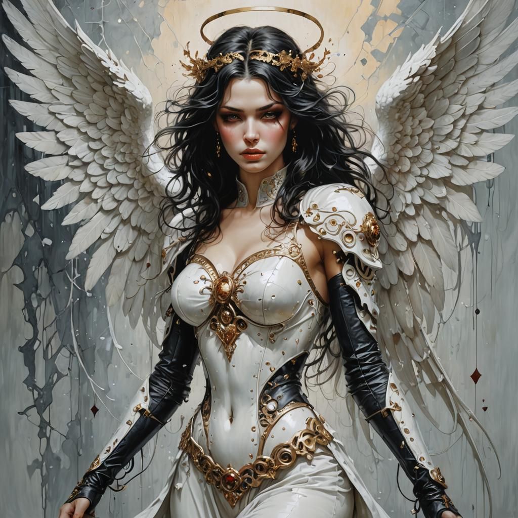 Angel of Broken Hearts in Art Nouveau Style