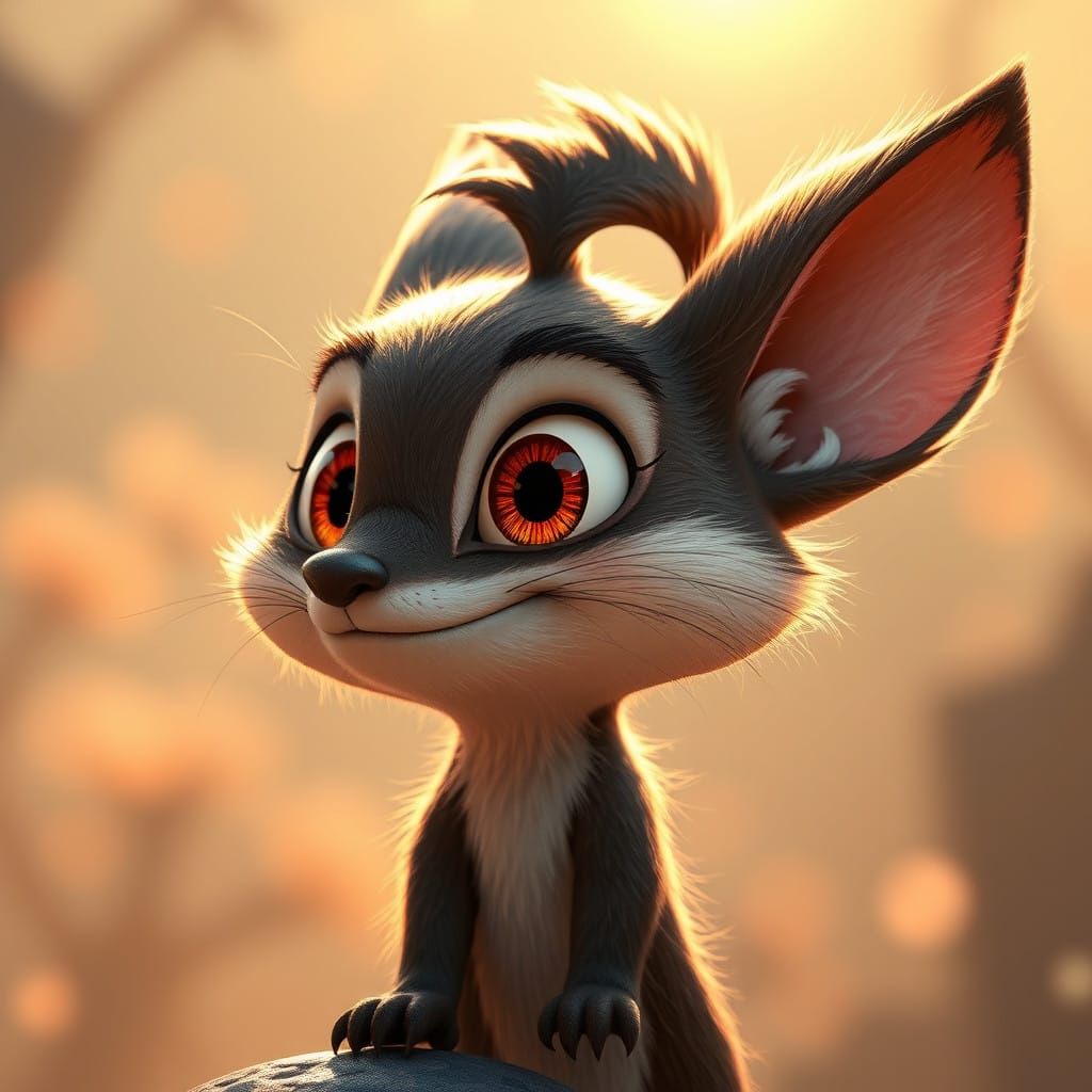 Whimsical Brown Squirrel in High-Definition 3D with Ethereal...