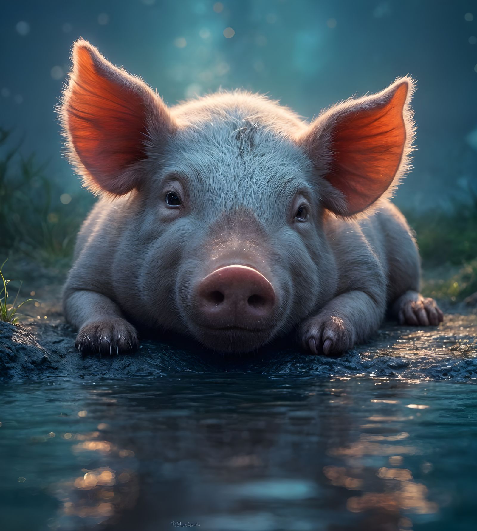 Serene Sow in Starry Pigsty, Monet & Potter Inspired