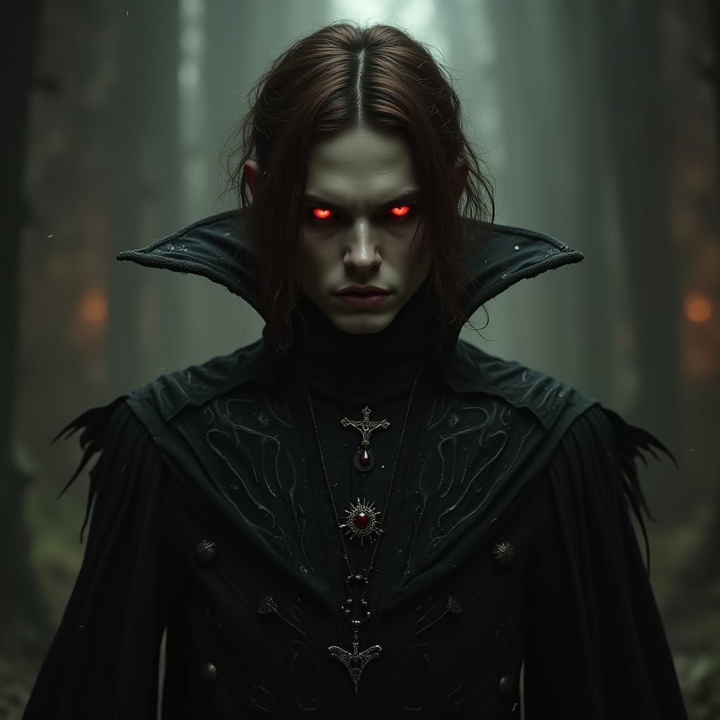 Evil Prince with Red Eyes in Gothic Style