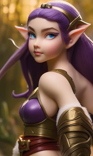 a lovely chubby elf with purple ears and pointy nose bashful...