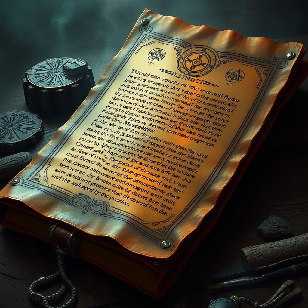 Mysterious Glowing Runes on Ancient Scroll