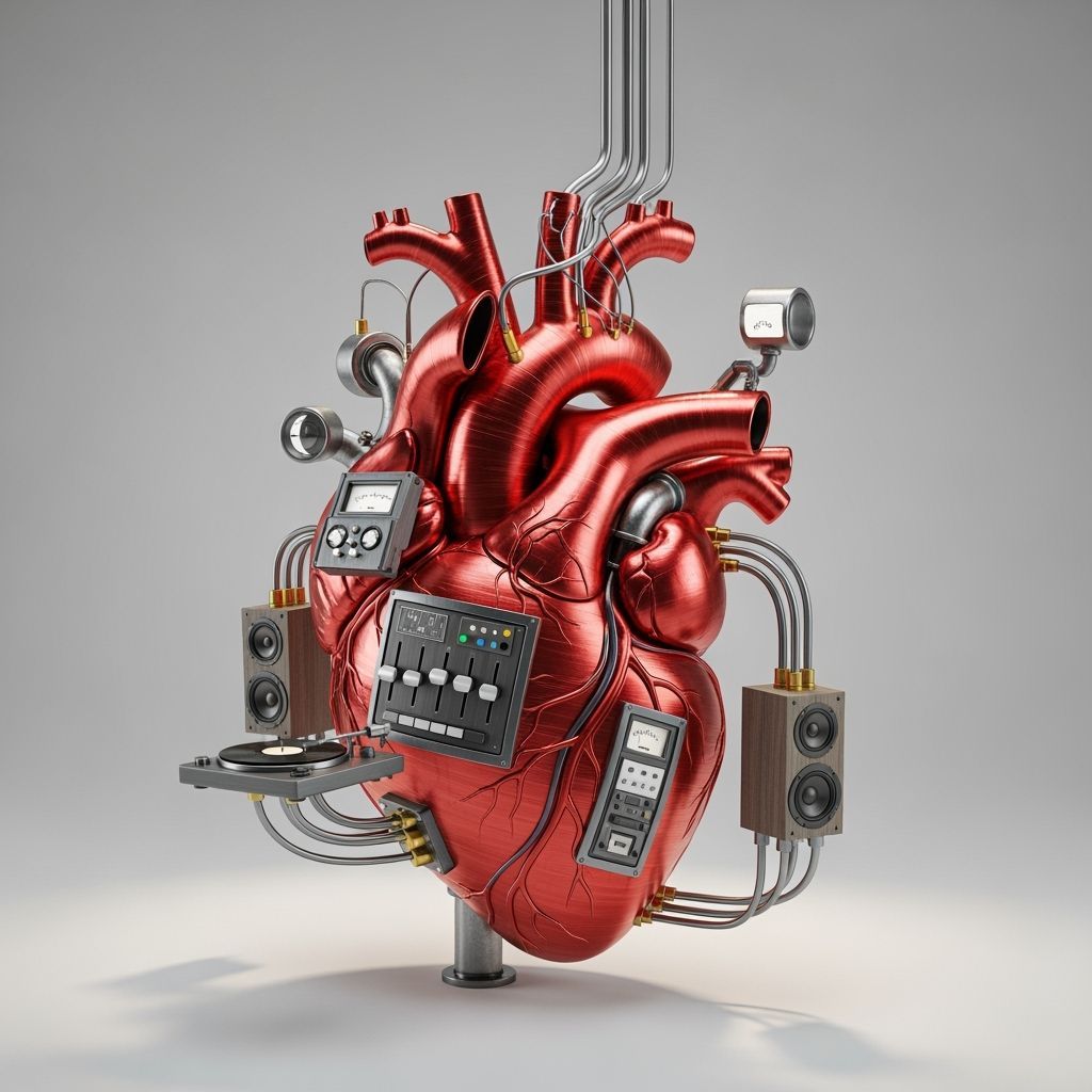 Metallic Heart Reimagined with Audio Equipment