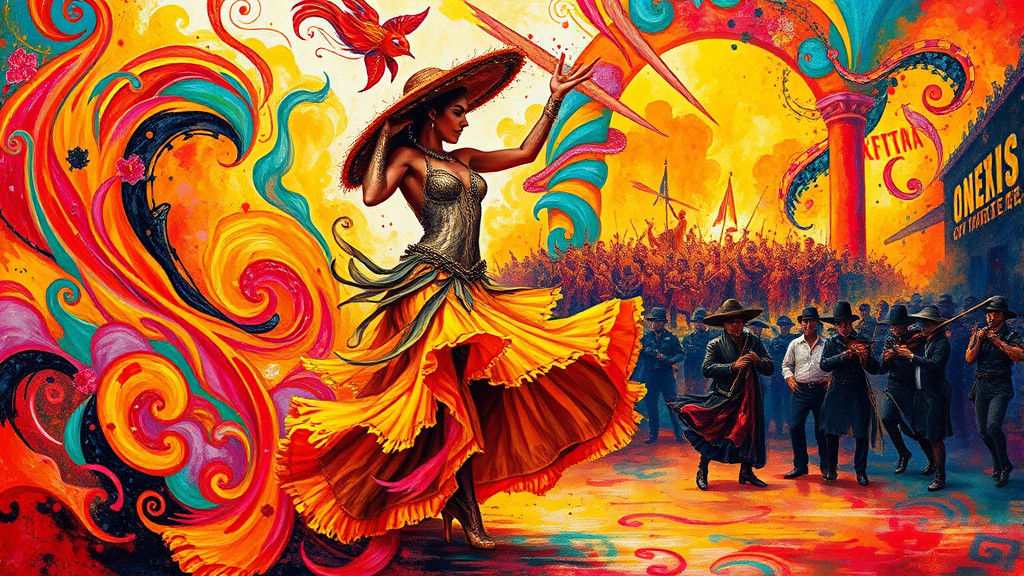 Fluorescent Impasto Samba Dancer in Dreamlike World