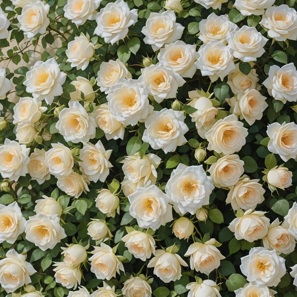 White Roses Impressionist Painting in Gentle Sunlight