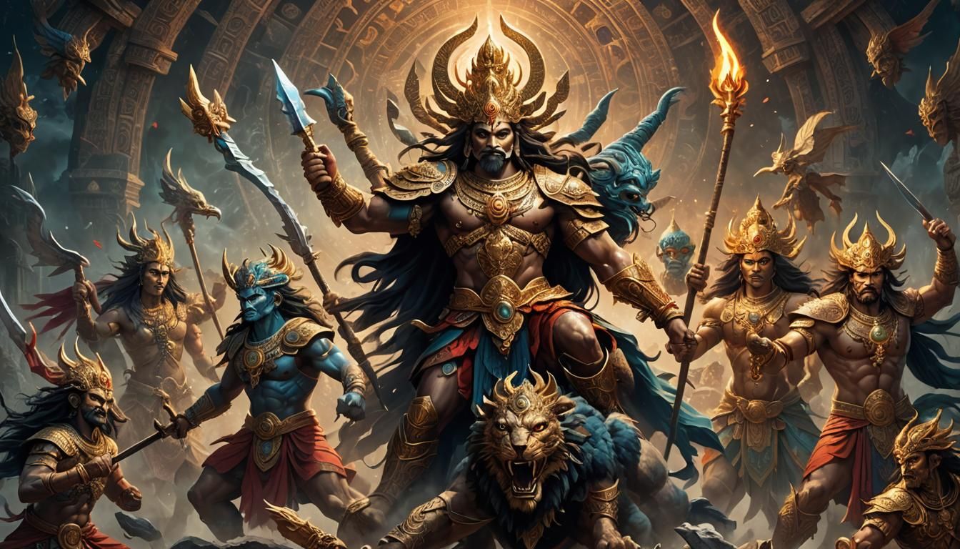 Mahabharata Warriors in Sacred Vyuha Formation