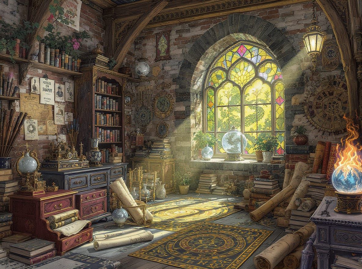 Detailed Magic Shop Interior with Sunlight