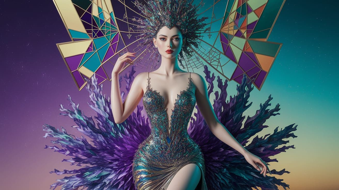 Surreal Woman Portrait in Mixed Media and Impasto