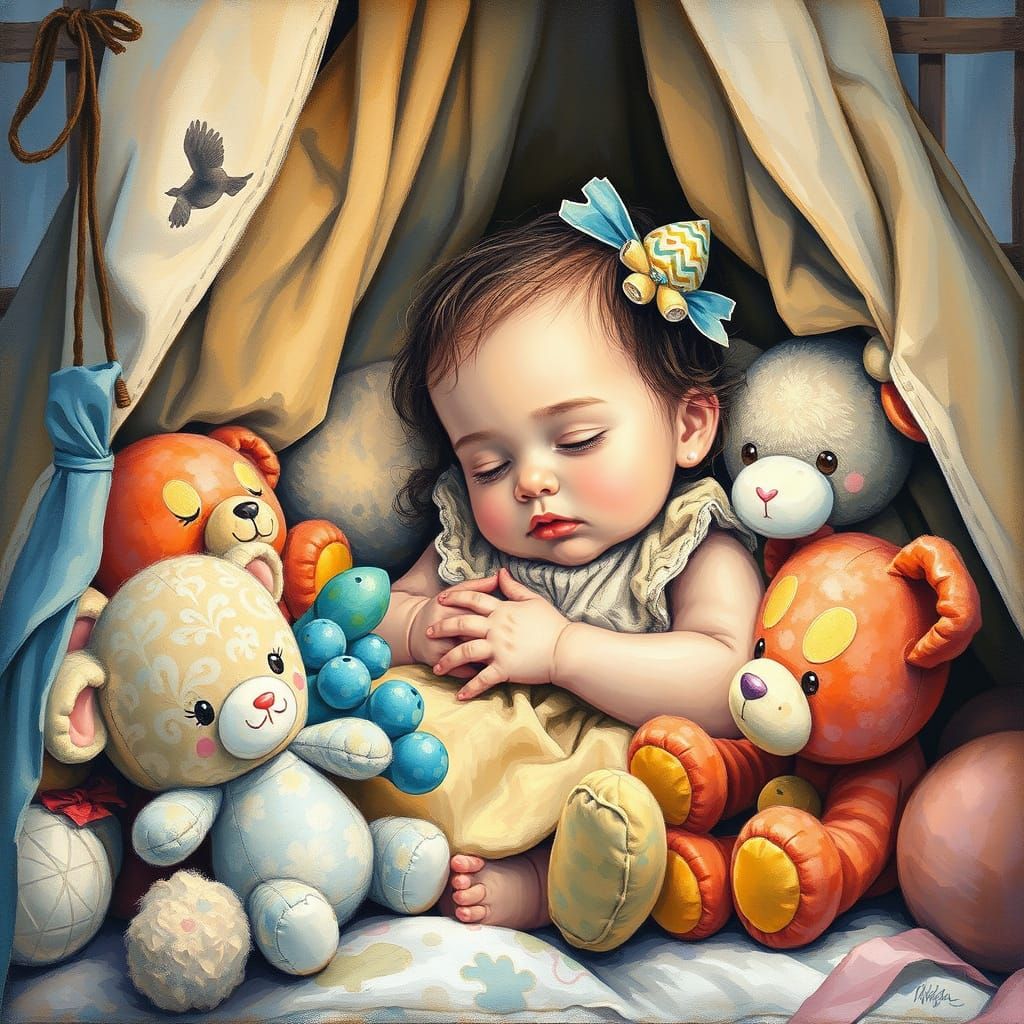 Ethereal Nursery Scene in Impressionist Gouache Style