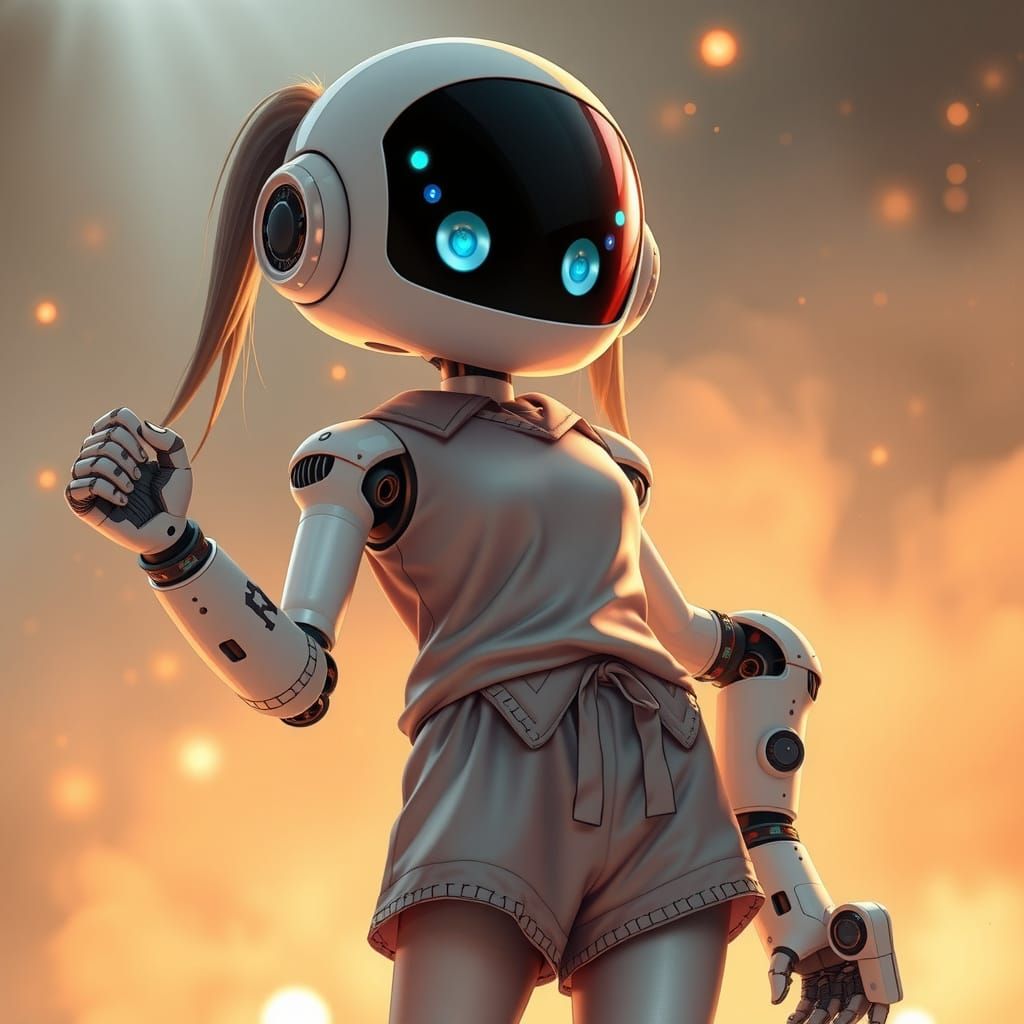 Futuristic Girl in Cozy Pajamas