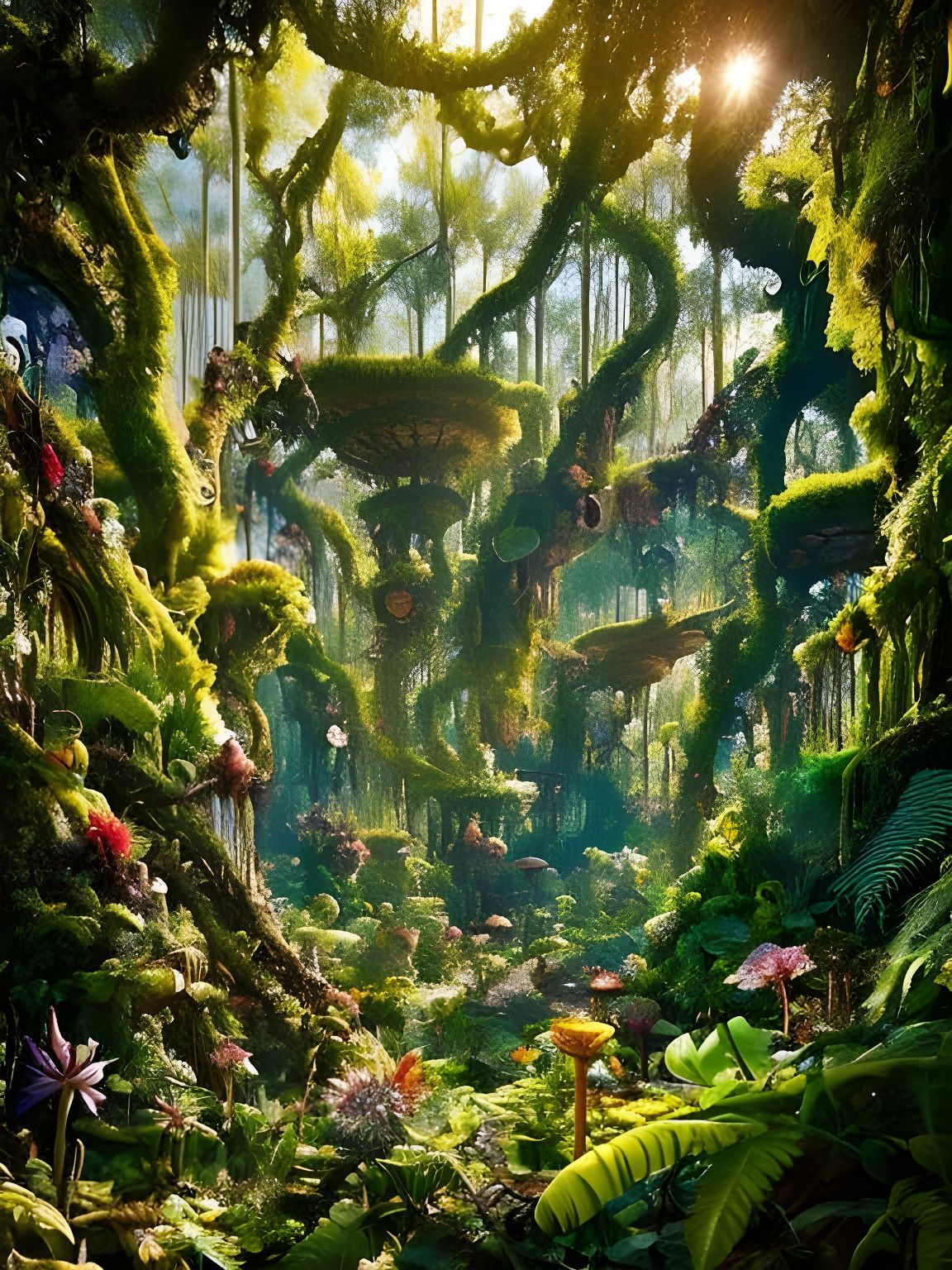 Fairytale Garden in Forest Shade: A Fantasy Masterpiece