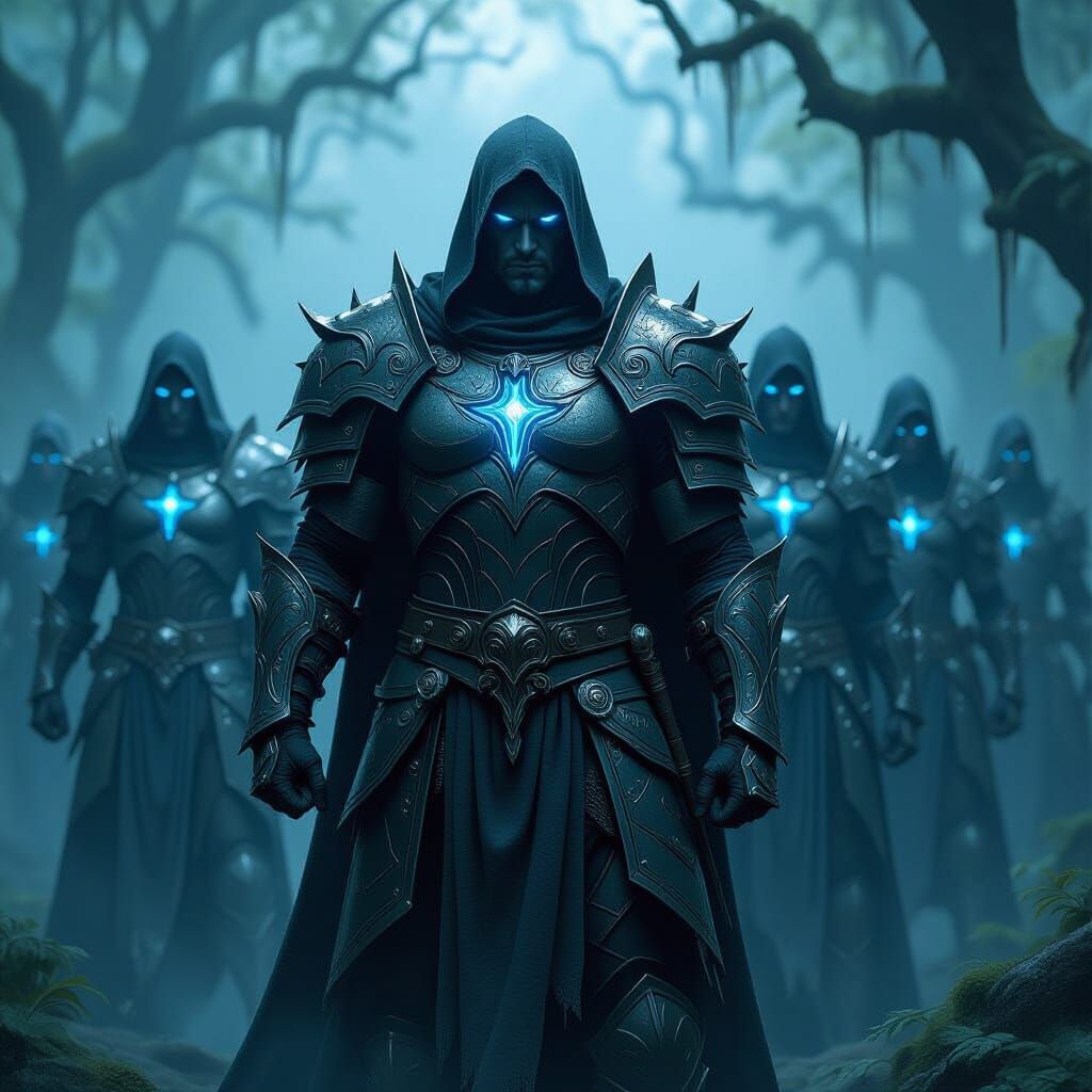 Iron Elven Warriors in Misty Forest