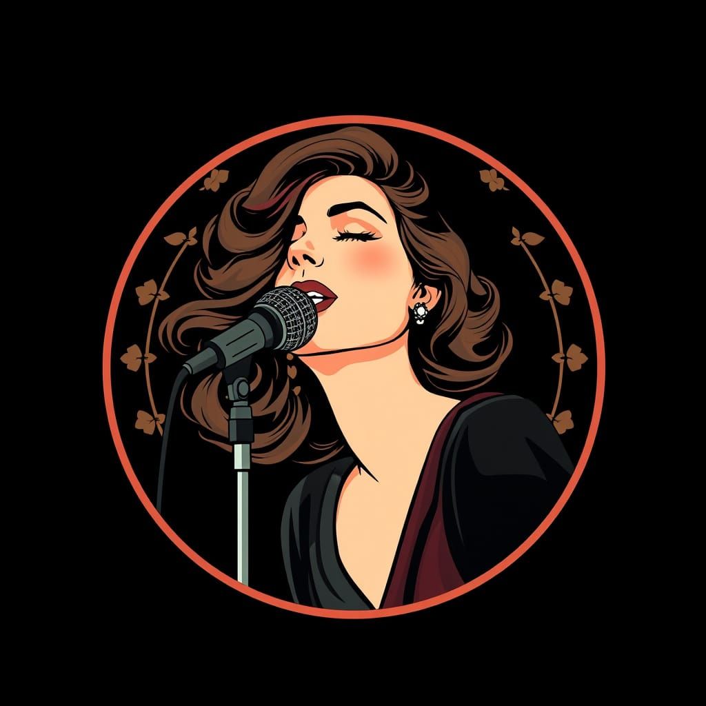 Art Nouveau Singer in Circular Frame