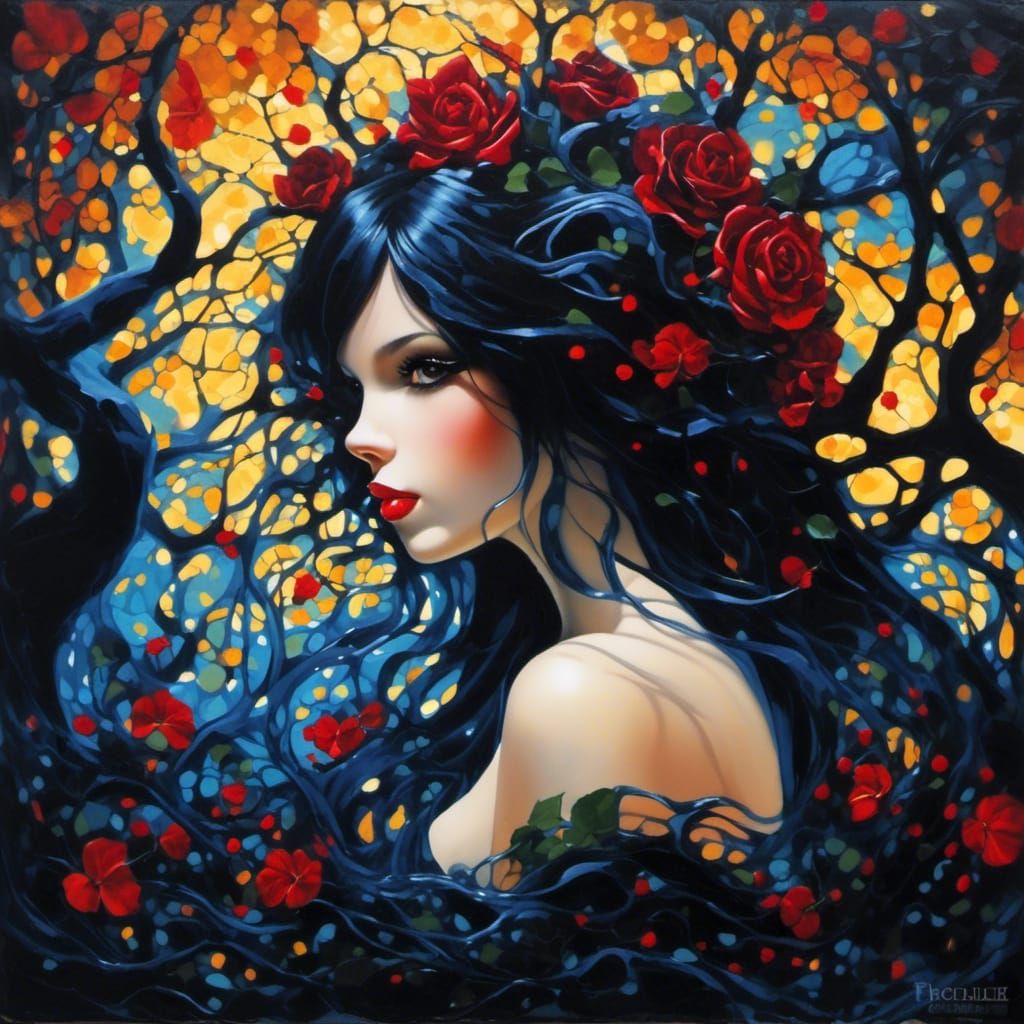 Gothic Flapper Fairy in Enchanted Forest