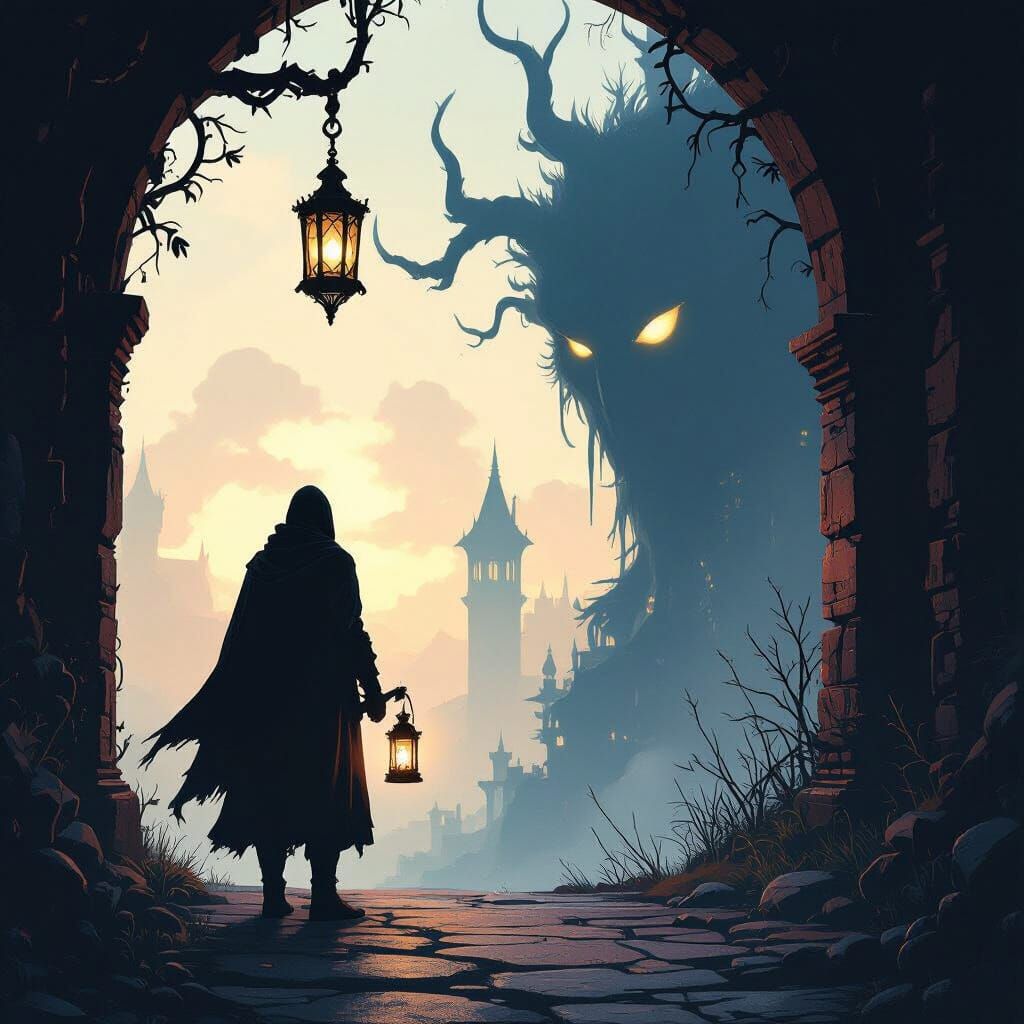 Mystery Character in Shadowy Doorway, Fantasy Concept Art
