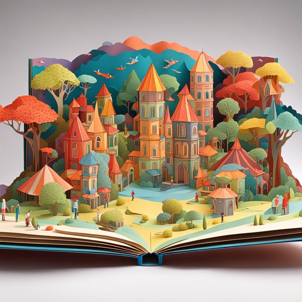 Colorful Maximalist Pop-Up Book Scene