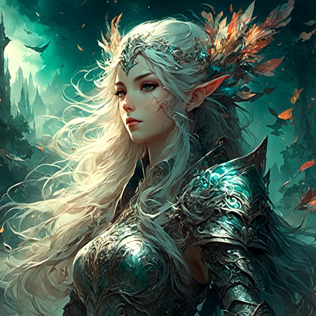 Anime Elven Gypsy Warrior in Battle