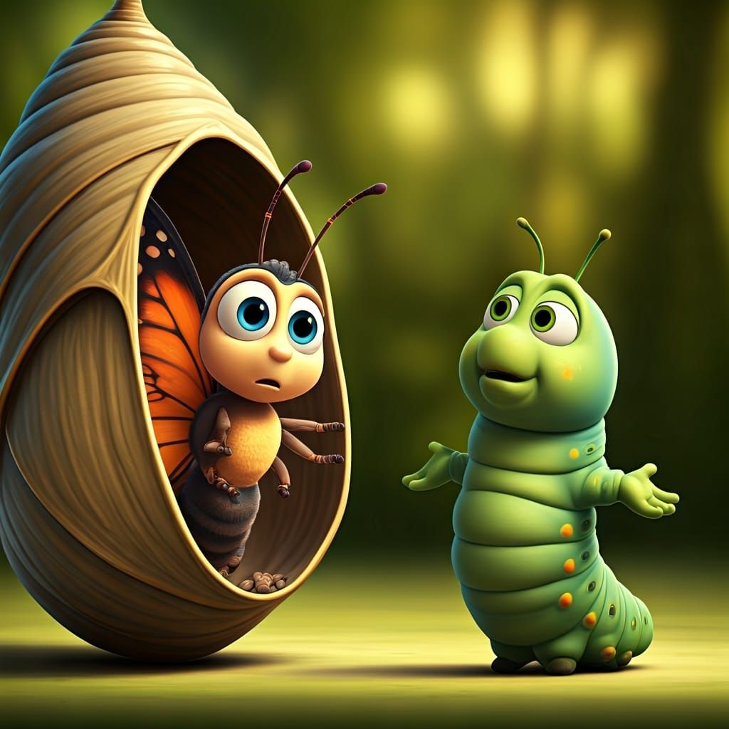 Confused Butterfly Emerges: Pixar Style 3D Animation