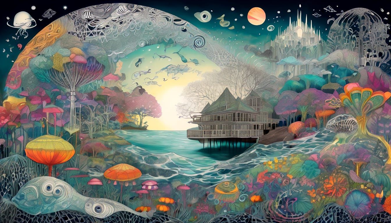 Surreal Ethereal Dreams in Luminous Holographic Style