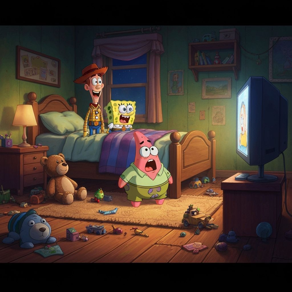 Woody, SpongeBob, and Patrick Watch TV Together