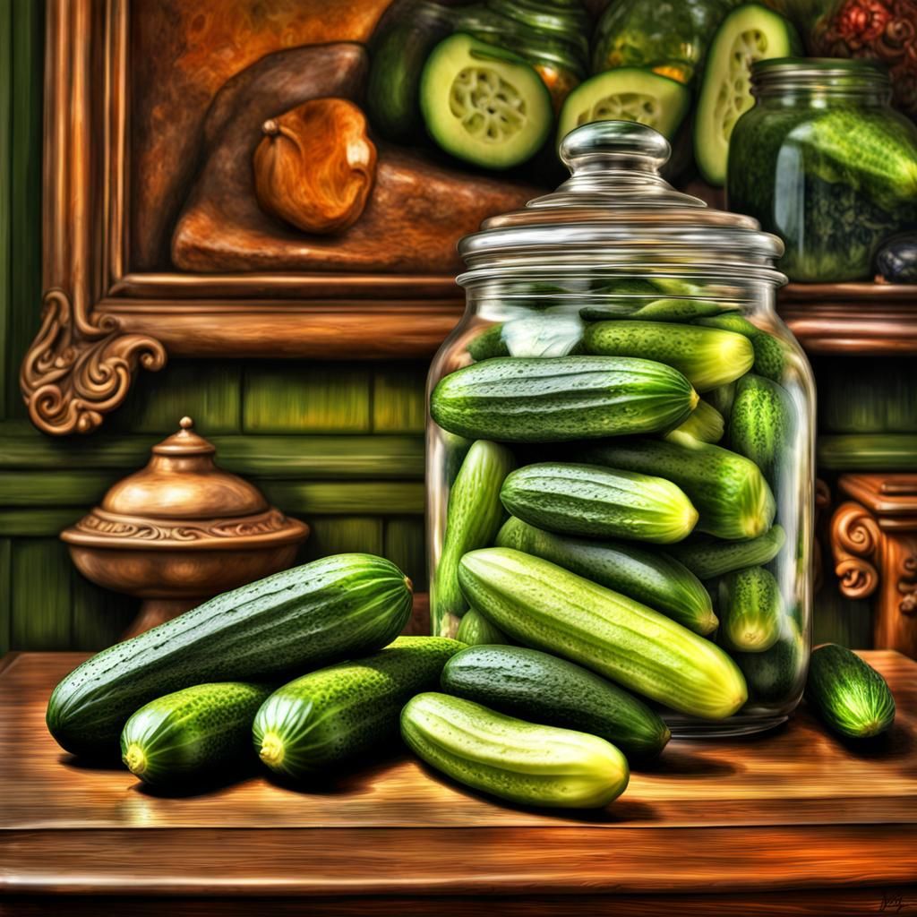 Hyperrealistic Jar of Marinated Cucumbers