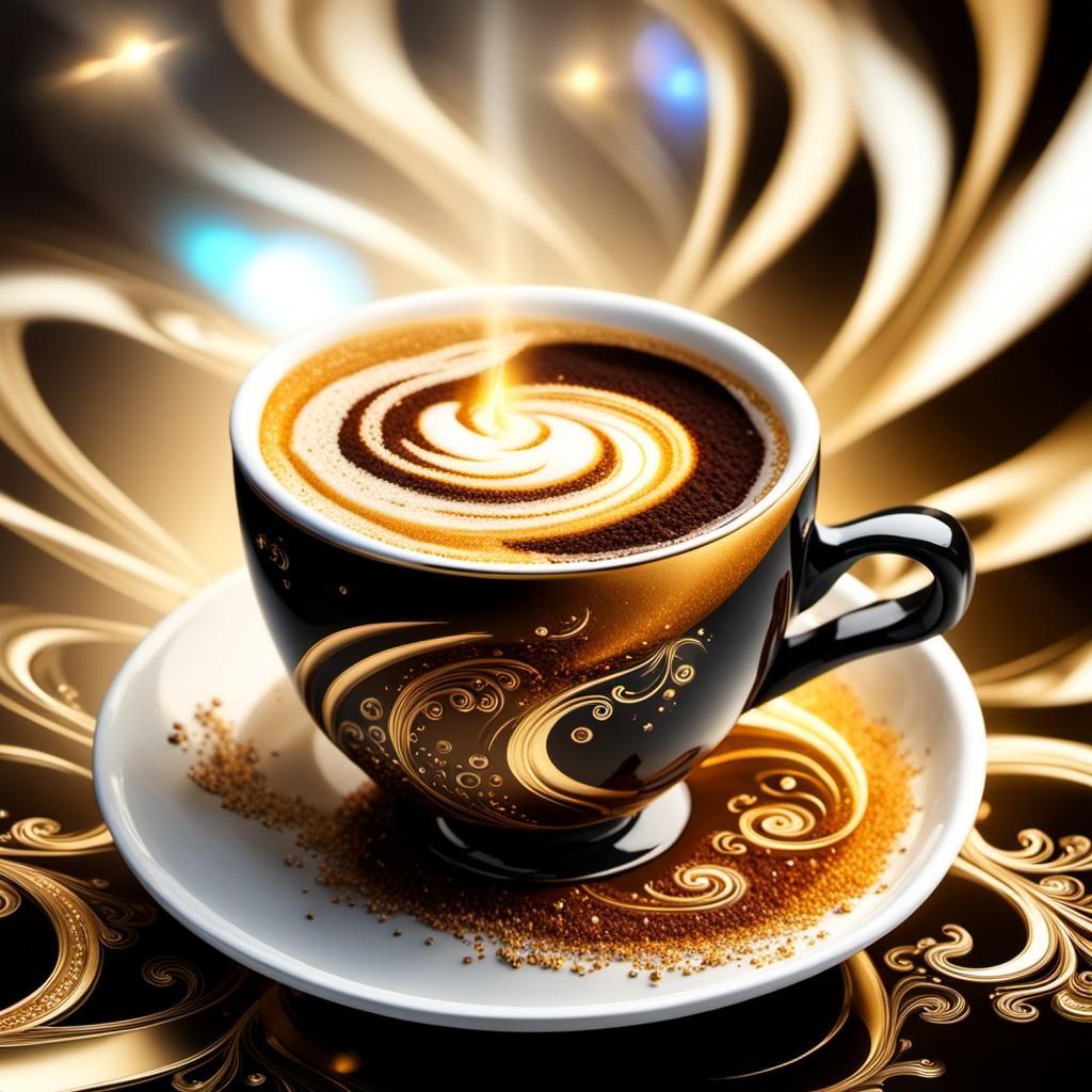 Dazzling Coffee Art with Jewels and Fractal Lights