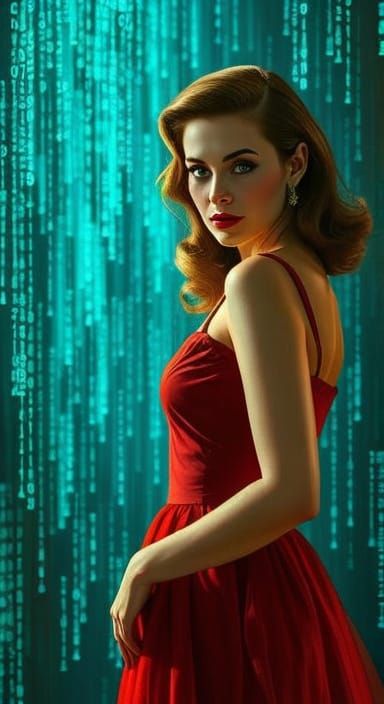 Digital Code Matrix Overlay in Cyberpunk Style