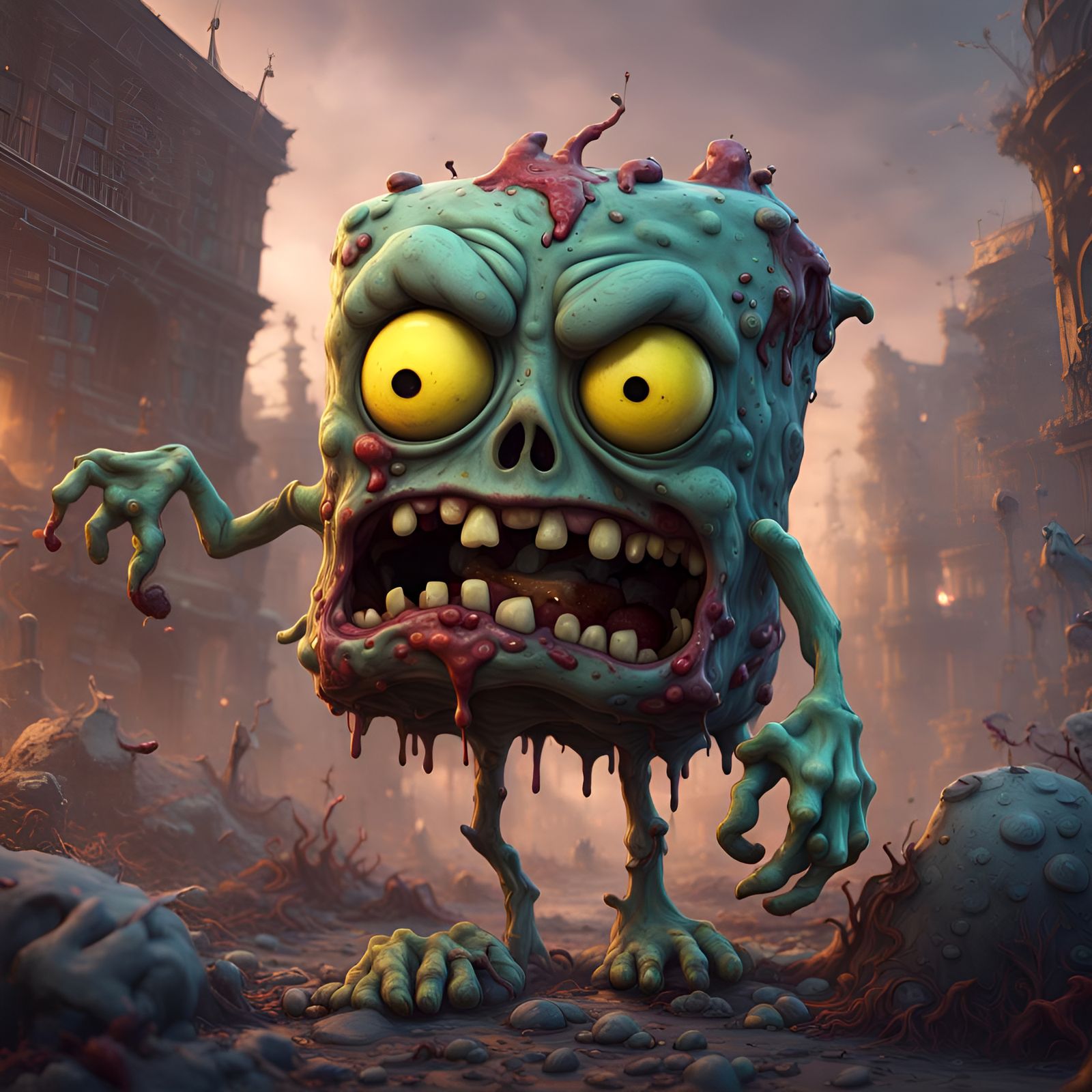 Zombie Square Pants: Detailed Matte Painting
