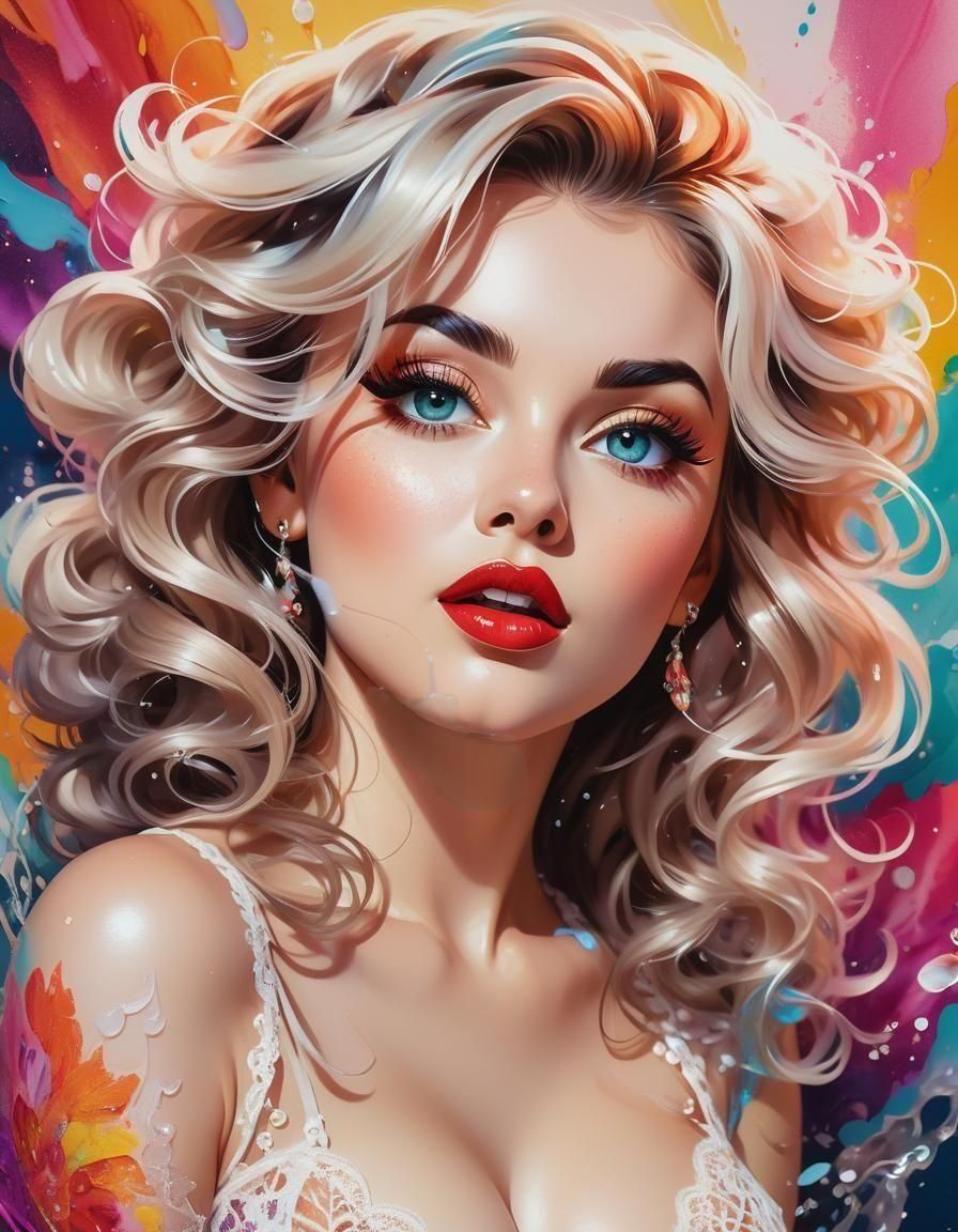 Stunning Pin-Up Model with Alcohol Ink Flair