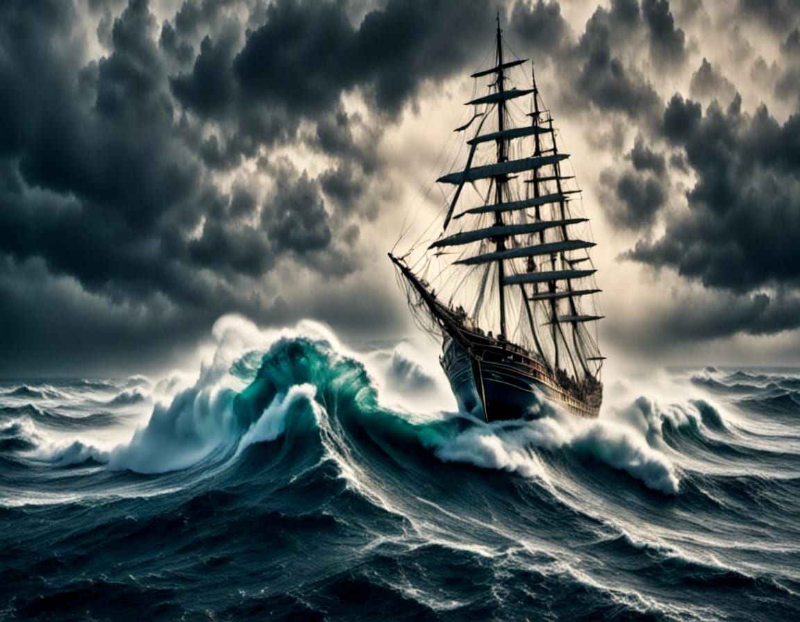 The boat at the bottom of the wave