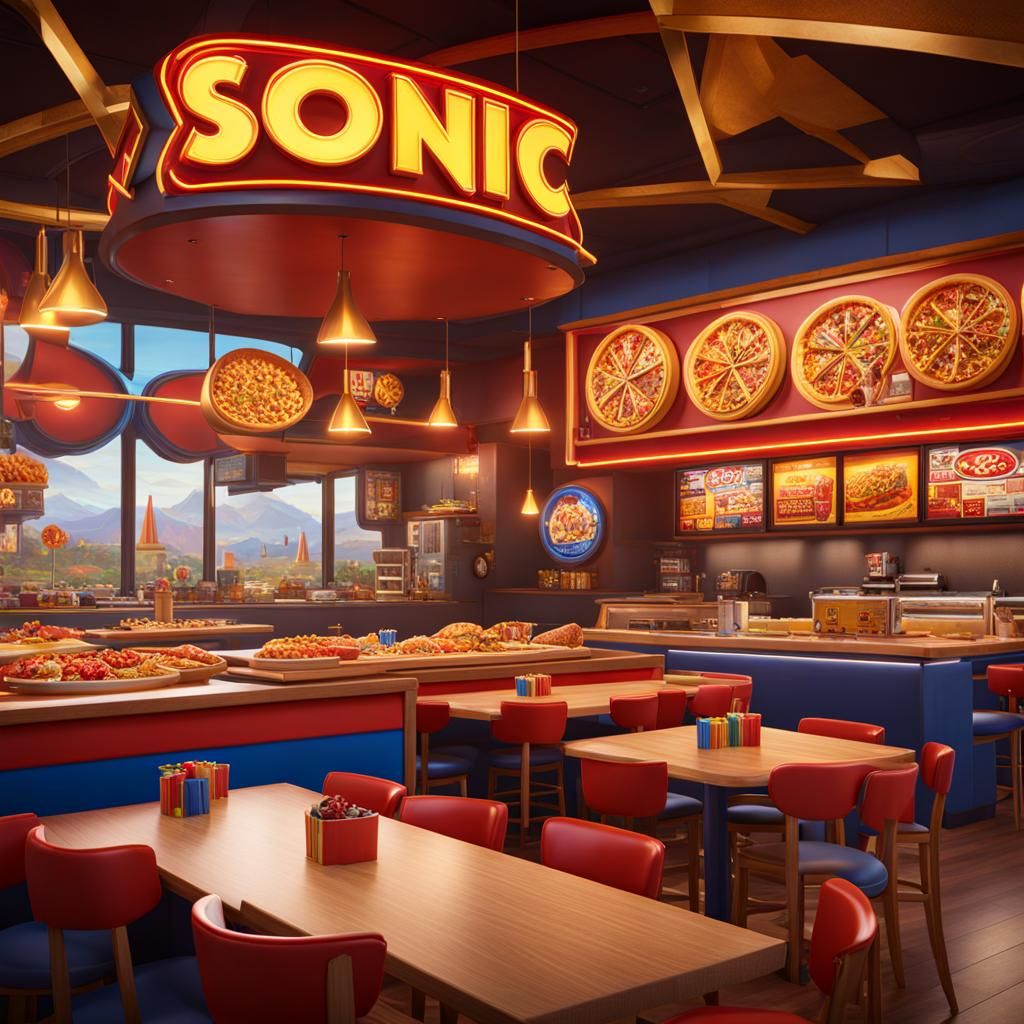 Sonic at Peter Piper Pizza: Detailed Matte Painting