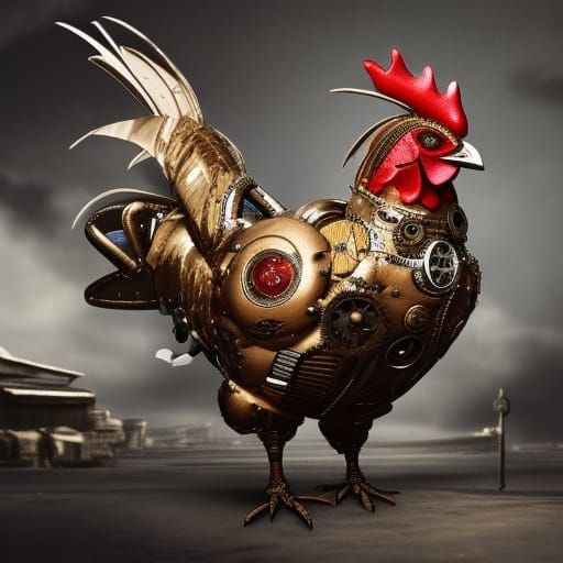 Steampunk Chicken in Mechanical Suit