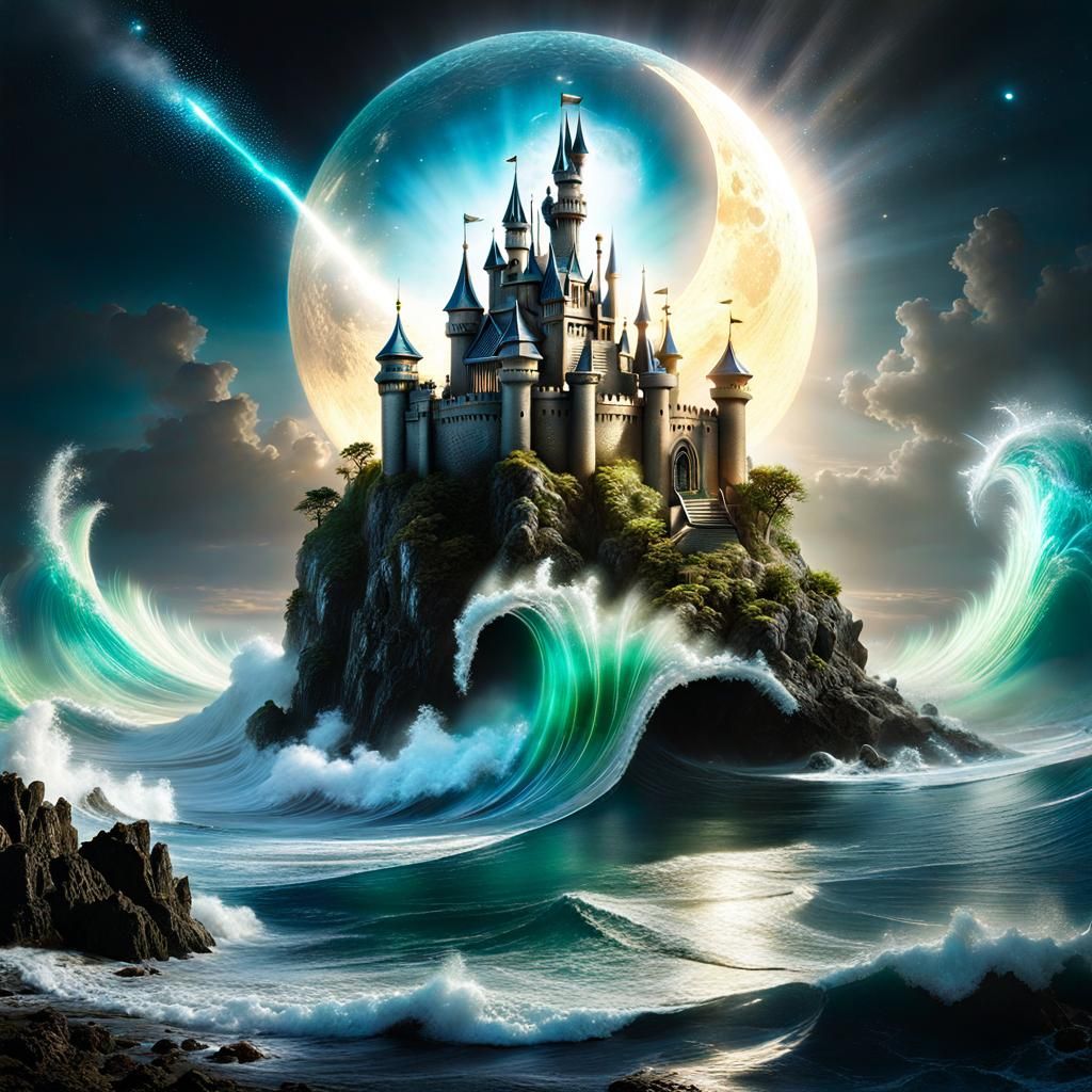 Miniature Fantasy World Emerging from Laptop