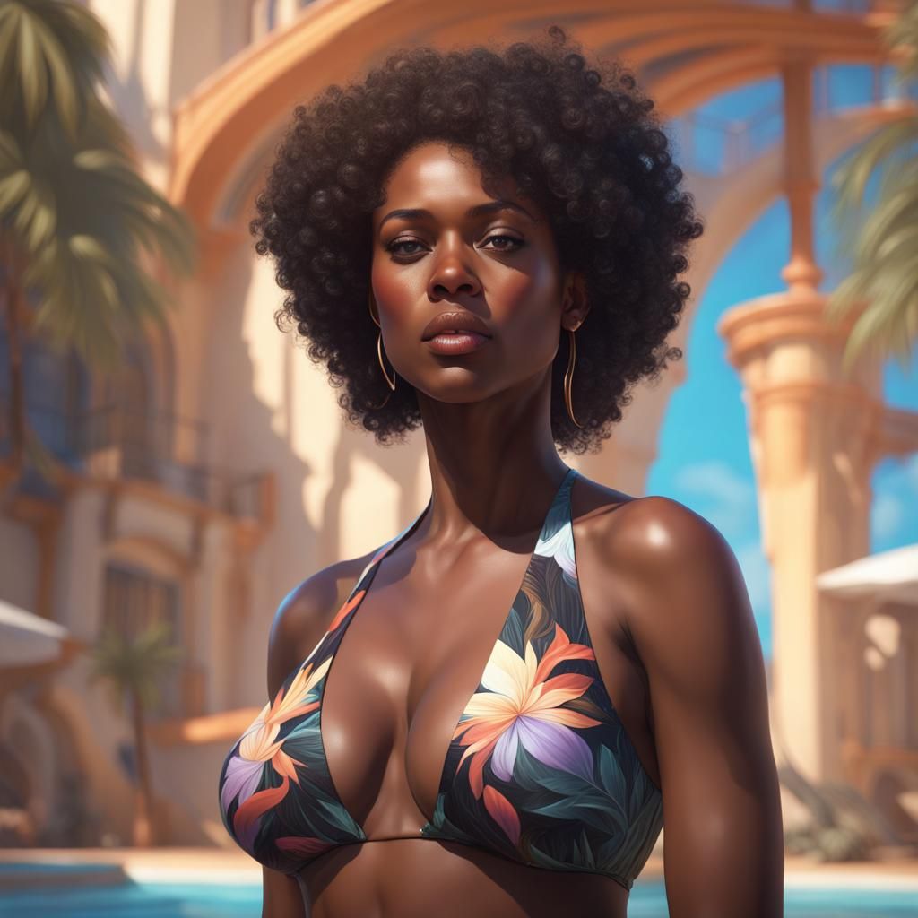 Hyperdetailed Portrait of Woman in Swimsuit
