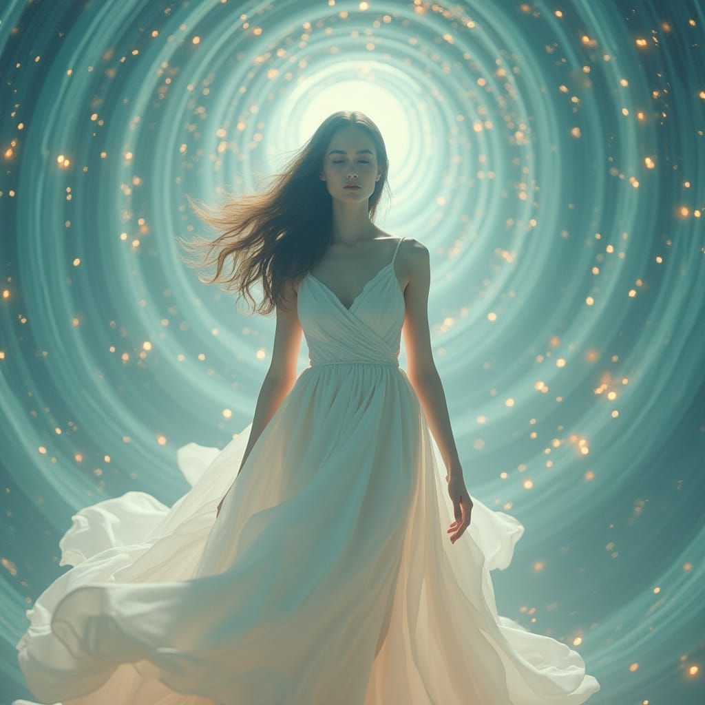 Woman in Trance with Hypnotic Lights