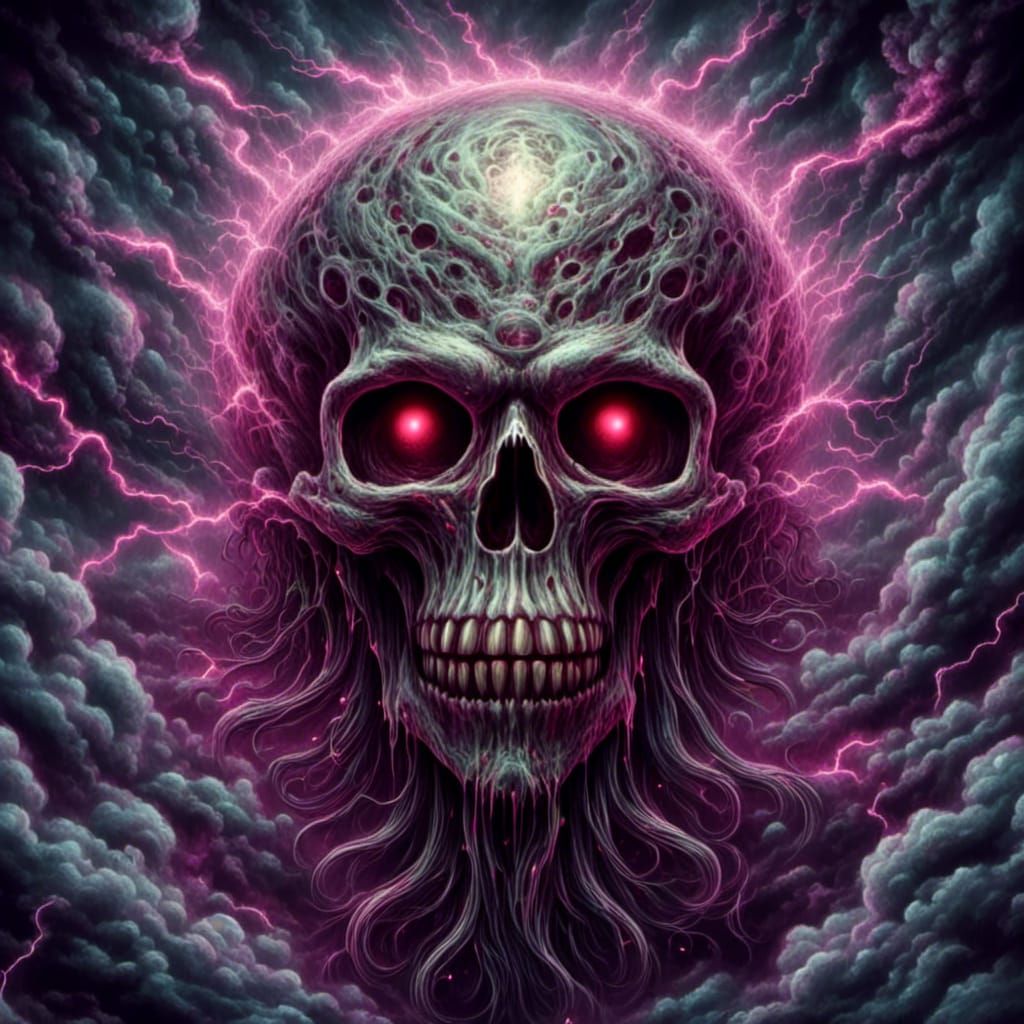 Lovecraftian Storm Skull with Lightning