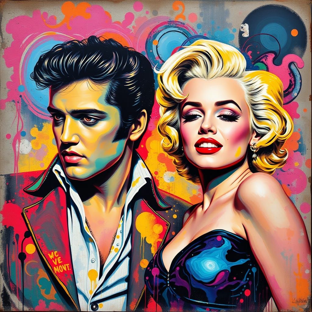 Vibrant Street Art Portraits of Elvis and Marilyn