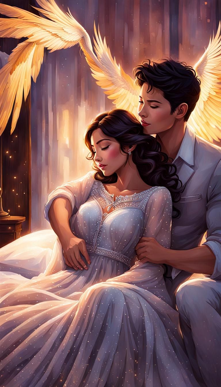 Her Angel Hugs Her At Night