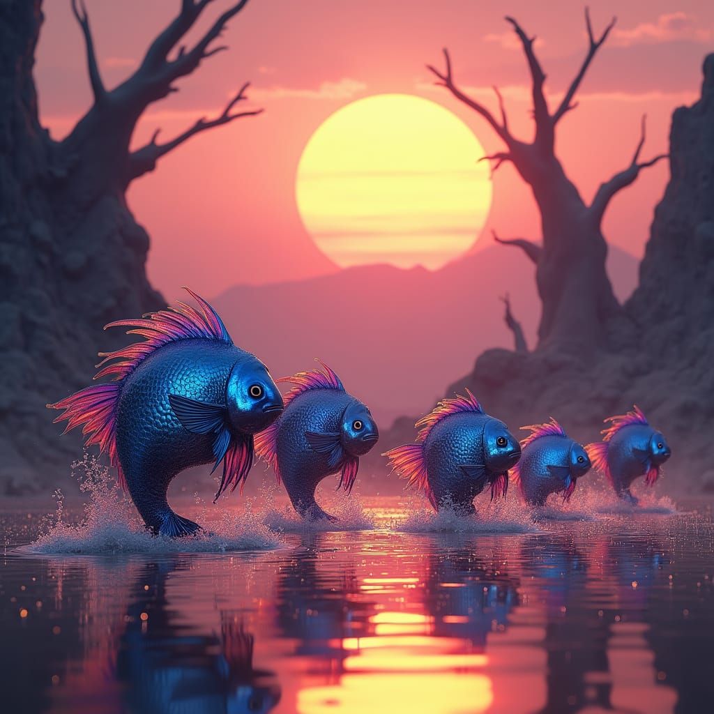 Walking Fish in a Future Desert Landscape