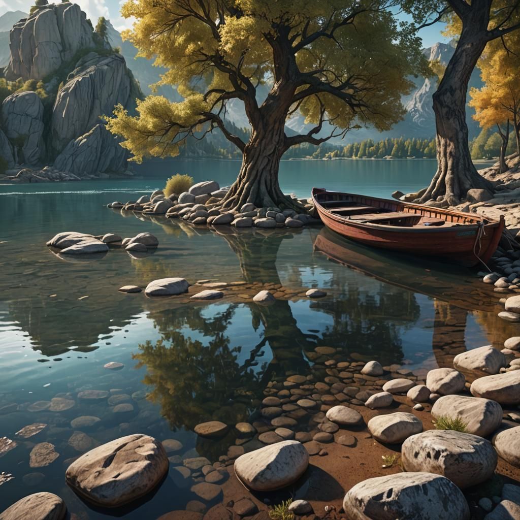 Lakeshore Boat: Detailed Matte Painting in Unreal Engine