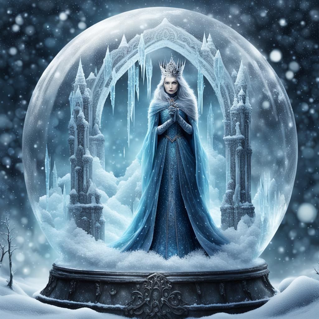 Winter Queen Trapped in Magical Snow Globe