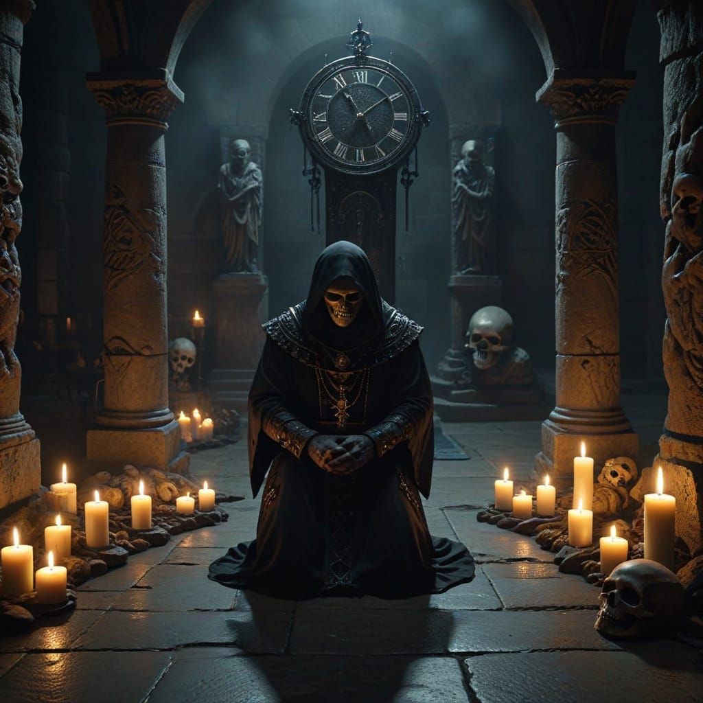 Dark Fantasy Ritual with Skulls and Shadows