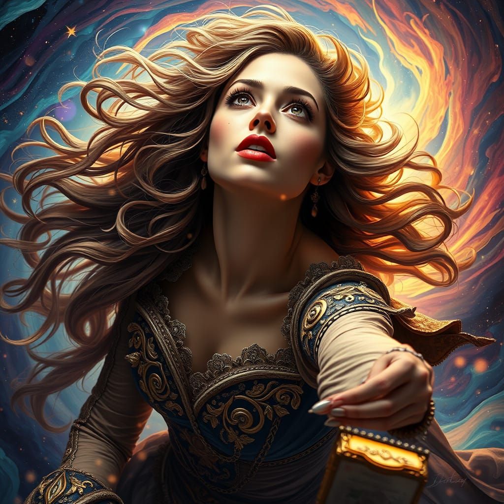 Ethereal Baroque Beauty Swept Away by Cosmic Force