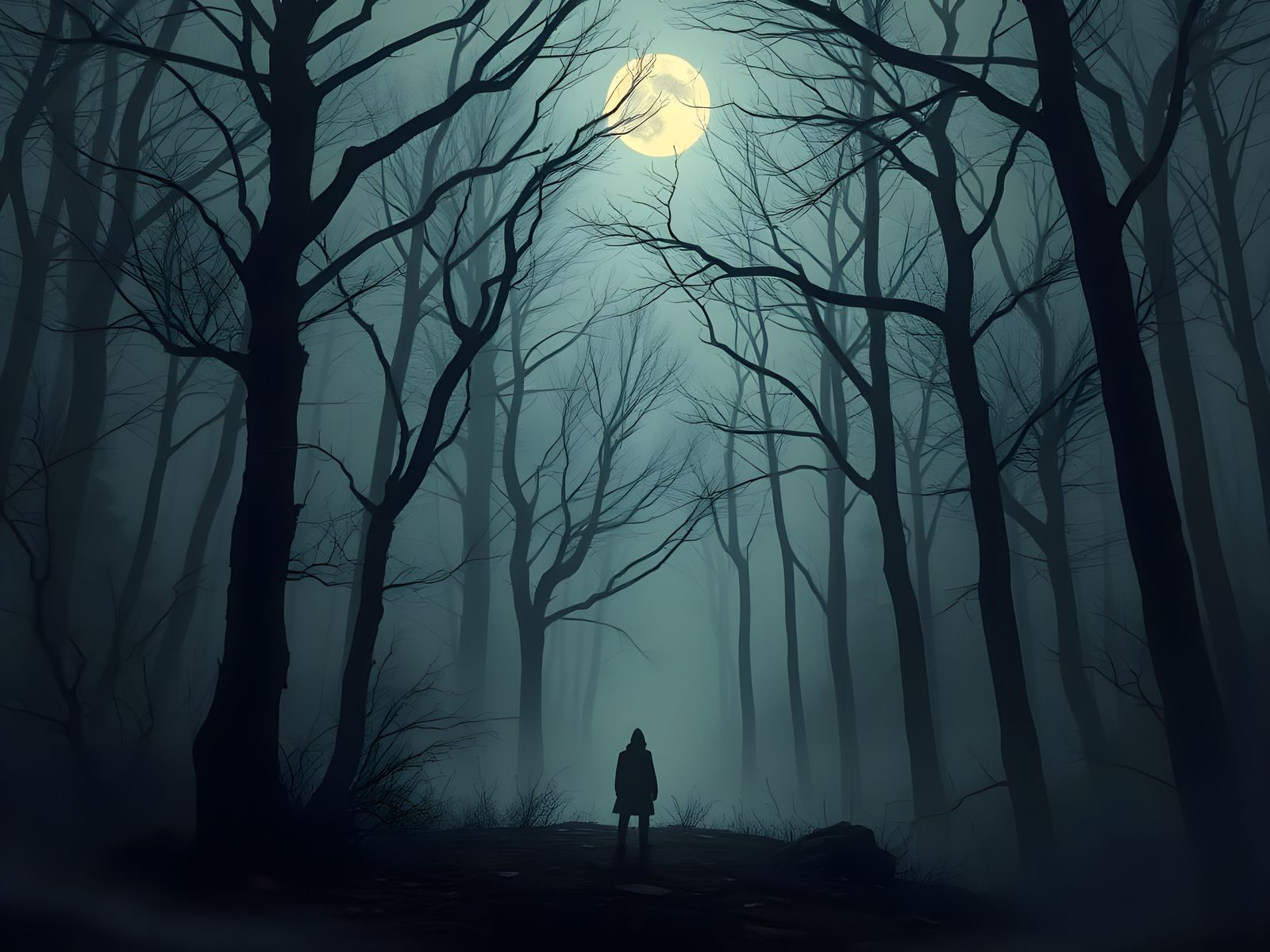 Dark Moonless Night in Scary Woods