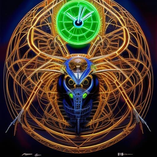 Clockpunk Robotic Spider in Dark Concept Art Style