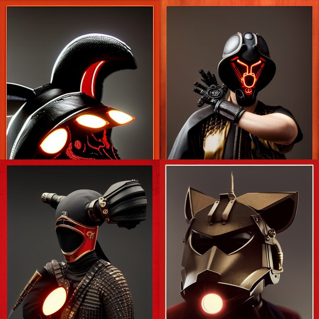 Fox Mempo Mask Samurai in Dieselpunk Steampunk Style