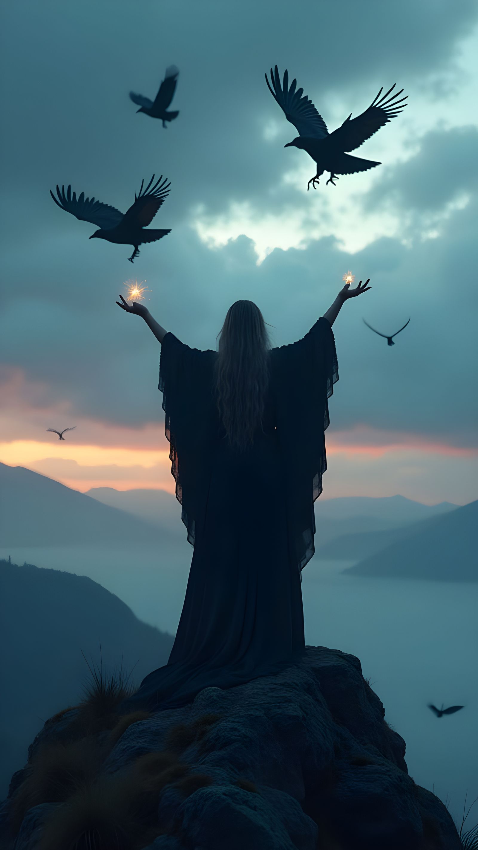 Nordthra Priestess Summons Ravens at Twilight