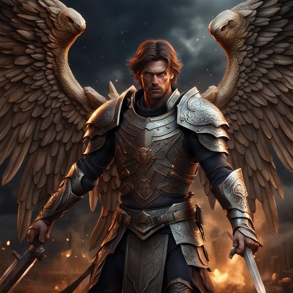 Armored Male Angel with Scar: Fantasy Concept Art