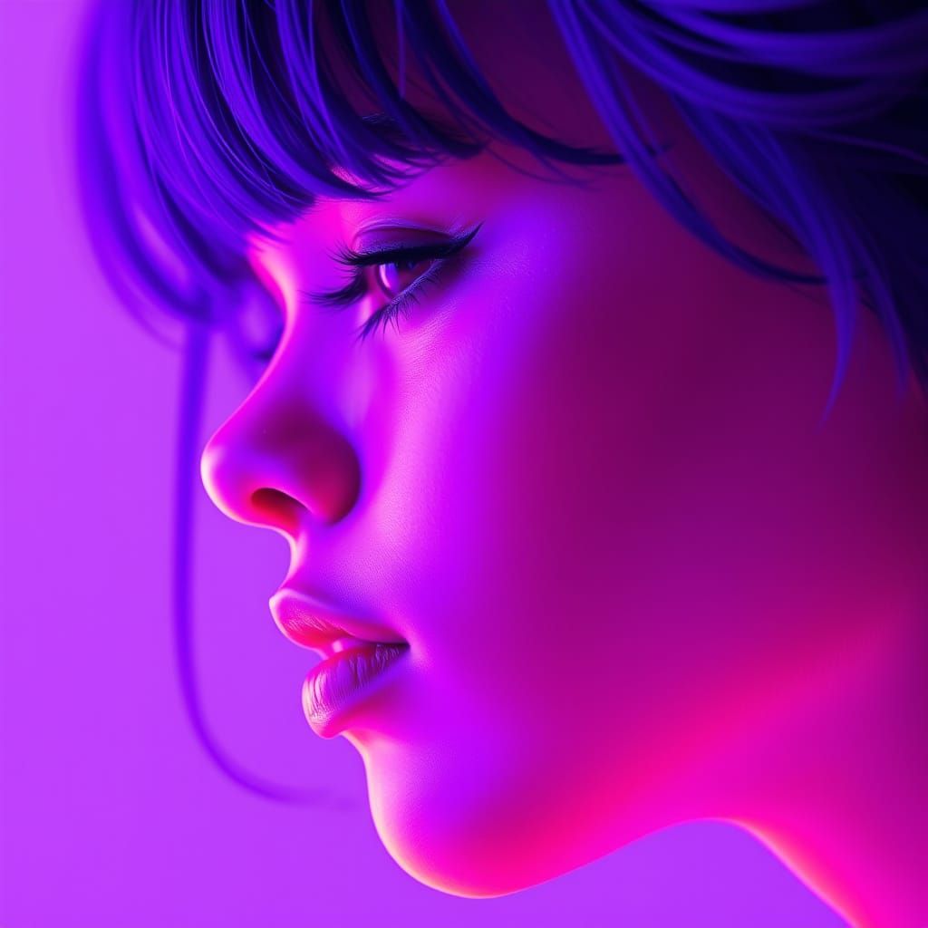 Vibrant Mosaic of Purple and Orange in Droste Effect