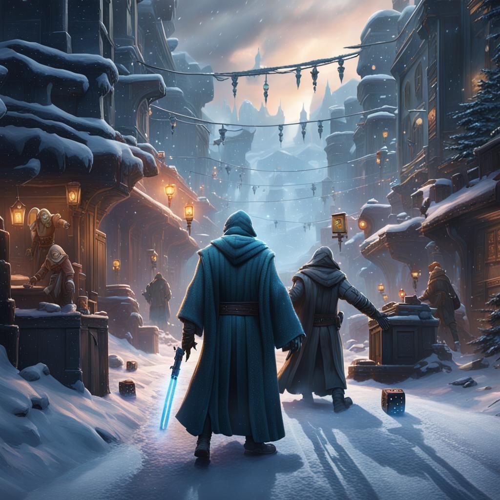Jedi Dice Game in Winter: Detailed Matte Painting